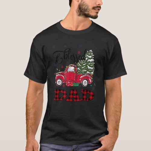 Blessed Dad   Christmas Family Lights Truck Red Tr T_Shirt