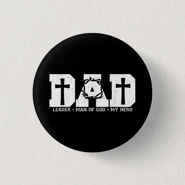 Blessed Dad Daddy Cross Christian Religious Father Button (Front)