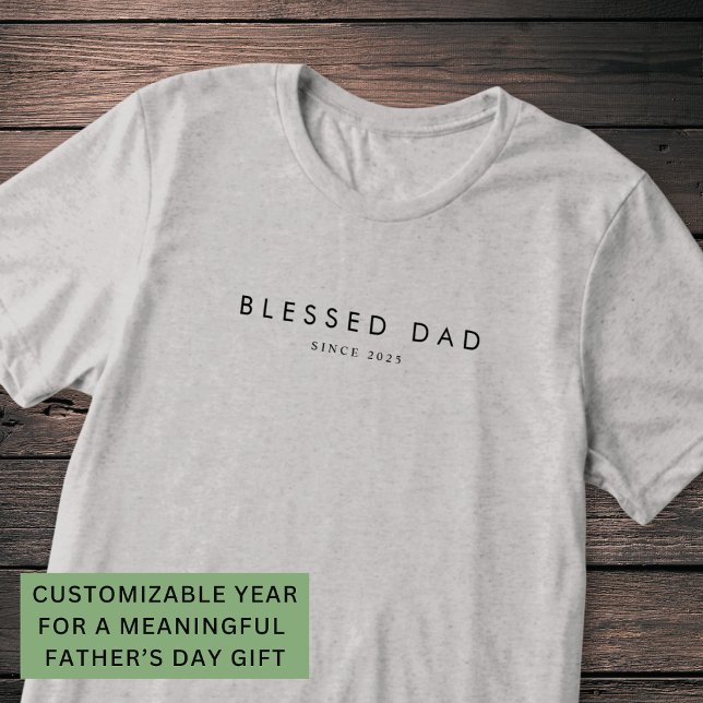 Blessed Dad Fathers Day Custom Year Modern Minimal Tri-Blend Shirt (Creator Uploaded)