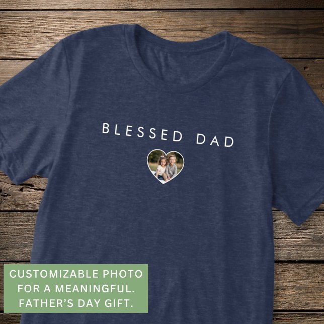 Blessed Dad Fathers Day Photo Template Modern Tri-Blend Shirt (Create a thoughtful keepsake dads will genuinely love wearing.)