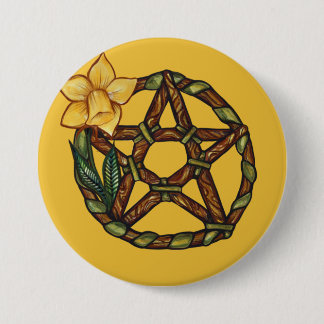 Blessed Daffodil Pentacle Ostara Art               Button