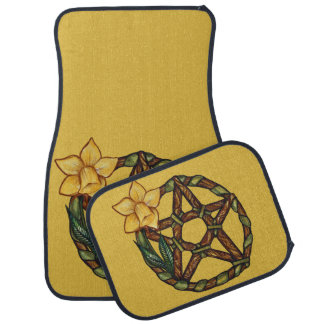 Blessed Daffodil Pentacle Ostara Art               Car Floor Mat