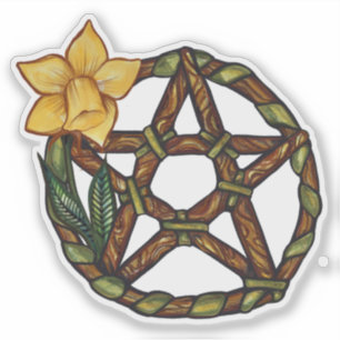 Blessed Daffodil Pentacle Ostara Art               Sticker