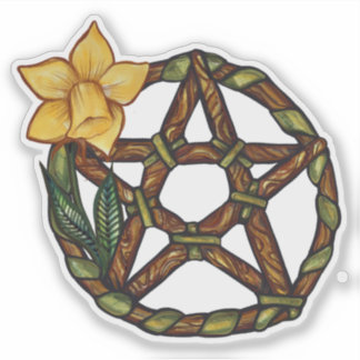 Blessed Daffodil Pentacle Ostara Art               Sticker