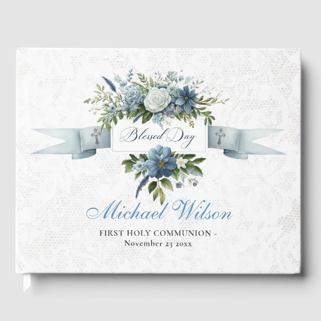 Blessed Day First Holly Communion Guest Book (Front)