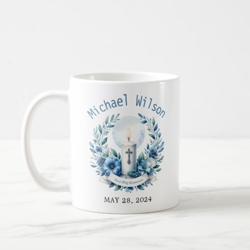 Blessed Day First Holy Communion Floral Coffee Mug