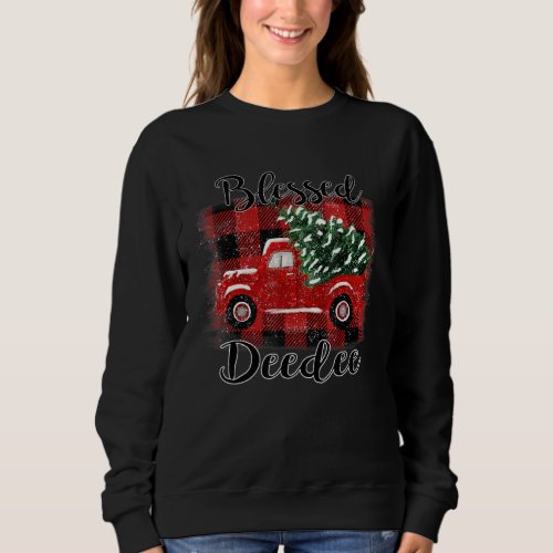 Blessed Deedee Red Truck Vintage Christmas Tree Sweatshirt
