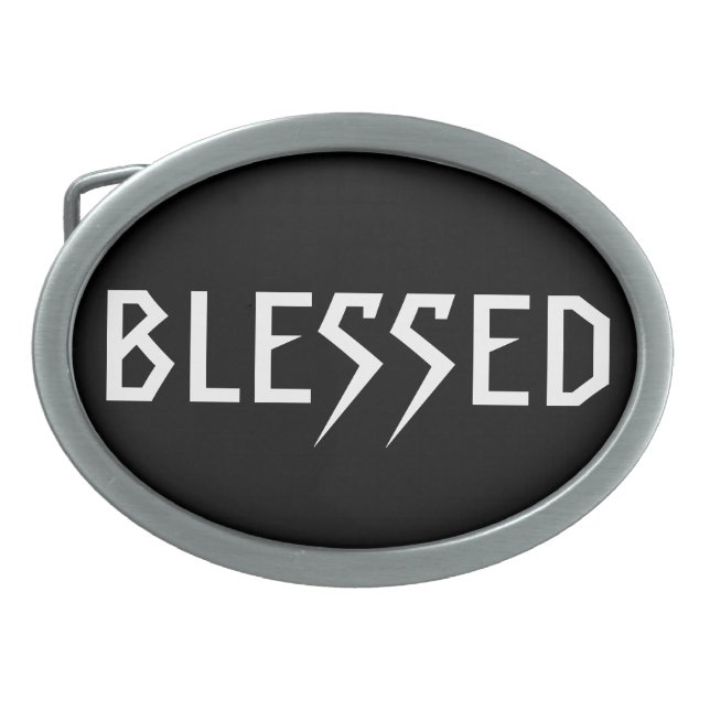 "BLESSED" design by 303TATTOO Belt Buckle (Front)