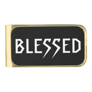 "BLESSED" design by 303TATTOO Gold Finish Money Clip