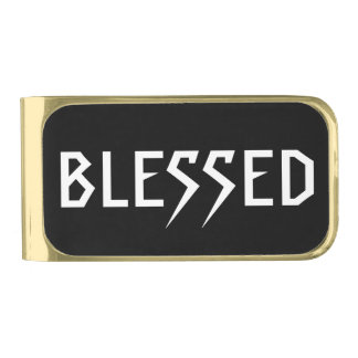 "BLESSED" design by 303TATTOO Gold Finish Money Clip
