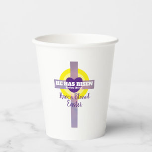 Blessed Easter Cross Bible Verse Resurrection Paper Cups