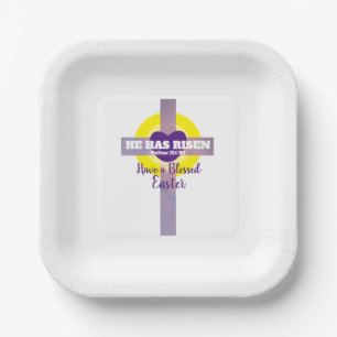 Blessed Easter Cross Bible Verse Resurrection Paper Plates