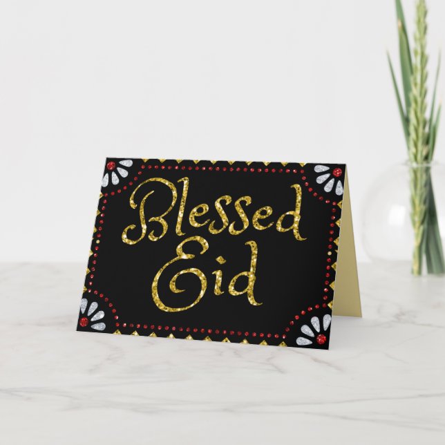 Blessed Eid Glitter Greeting Card (Front)