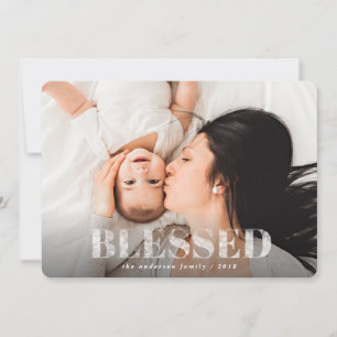 Blessed elegant script christmas photo holiday card