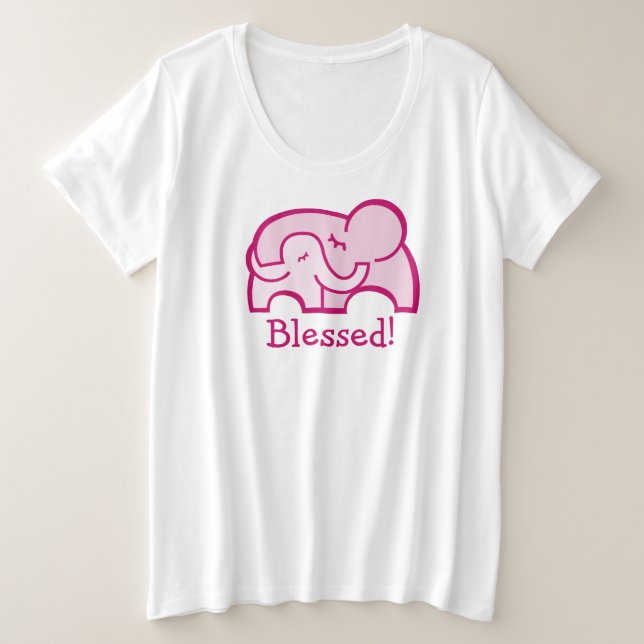 Blessed! elephant hug maternity pink t-shirt (Design Front)