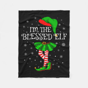 Blessed Elf Christmas Matching Family Women Girls Fleece Blanket