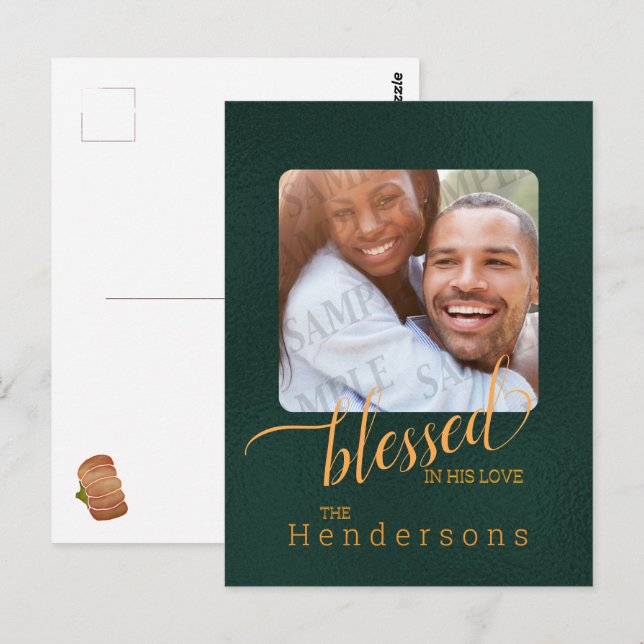 Blessed Emerald Green Family Custom Photo Postcard (Front/Back)