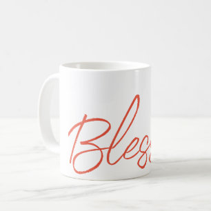 Blessed Faith Text Orange White Thankful Grateful Coffee Mug