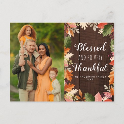 blessed fall leaves Thanksgiving Postcard