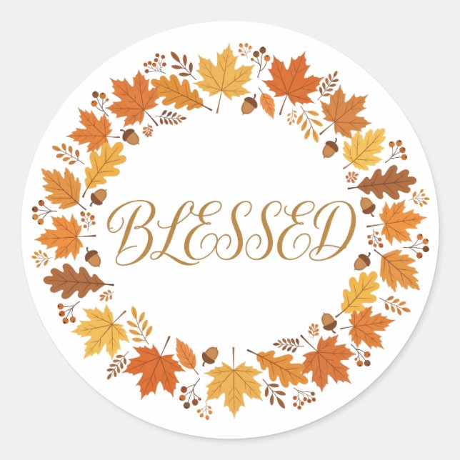 Blessed Fall Wreath Sticker (Front)