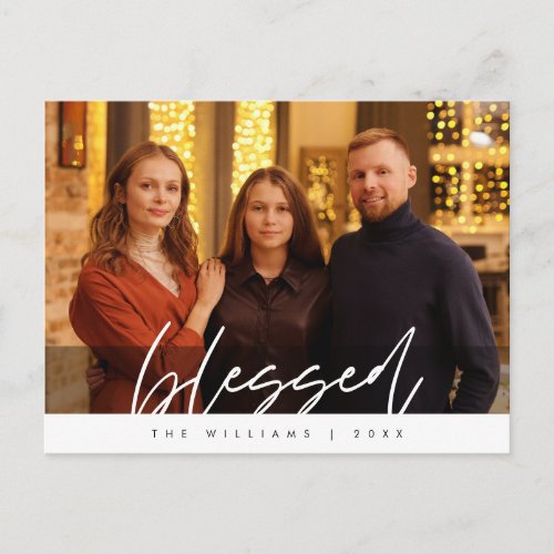Blessed Family Photo Christmas Season Greeting Postcard
