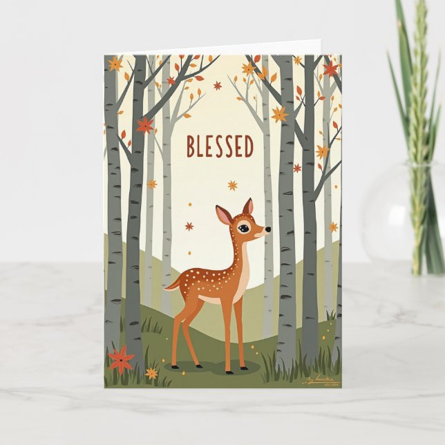 Blessed Fawn Birthday Card (Front)