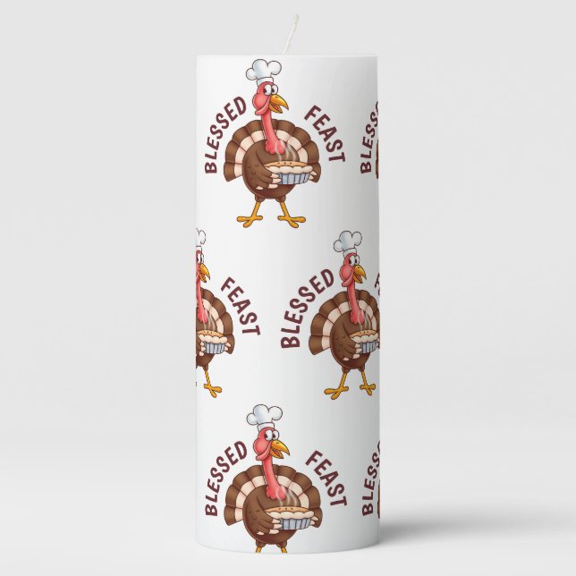 Blessed Feast Thanksgiving Pillar Candle (Front)