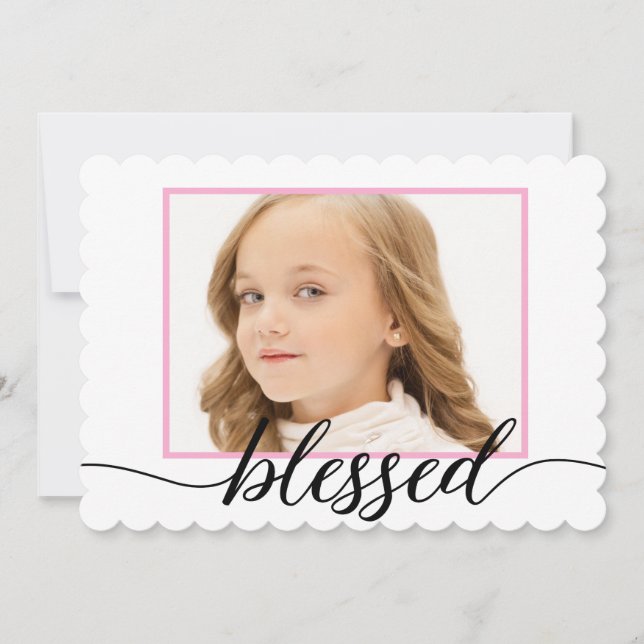 Blessed First Holy Communion Photo Thank you Card (Front)