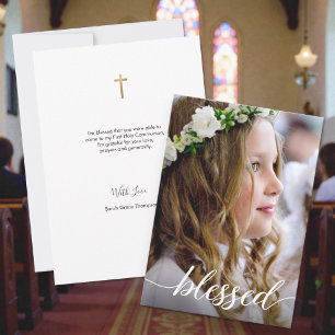 Blessed First Holy Communion Photo Thank you Card
