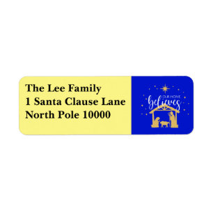 Blessed First Home Christmas Nativity Scene Label