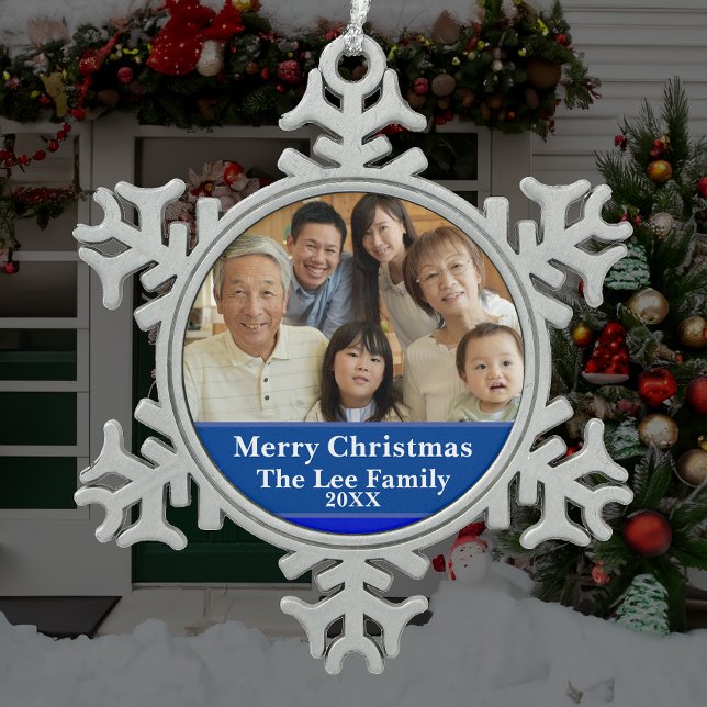 Blessed First Home Christmas Nativity Scene Snowflake Pewter Christmas Ornament (Creator Uploaded)