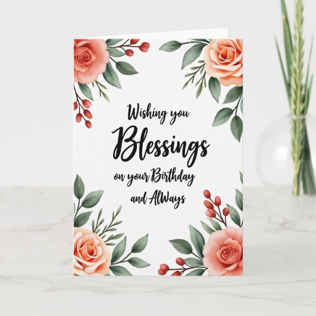 Blessed Floral Birthday Card (Front)