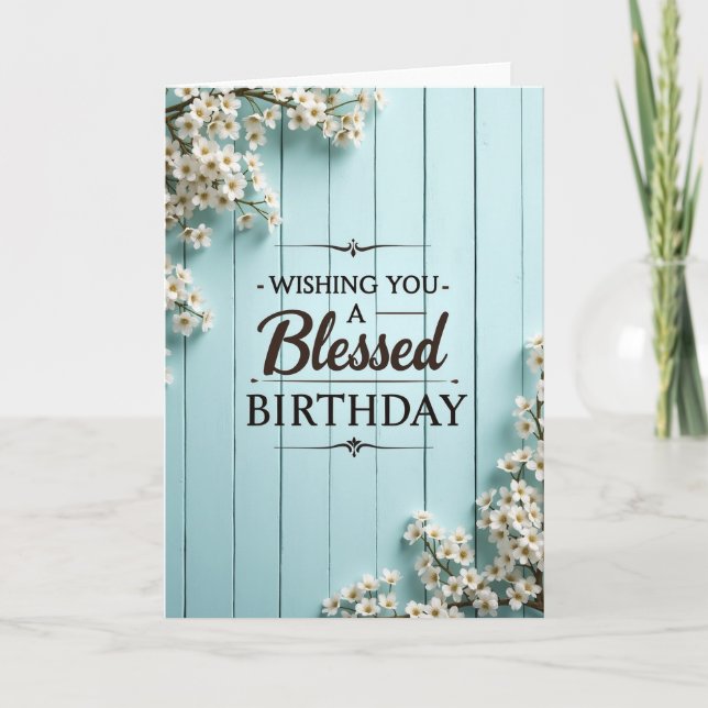 Blessed Floral Wood Card (Front)