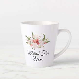 Blessed Fur Mom with Watercolor Floral Design Latte Mug