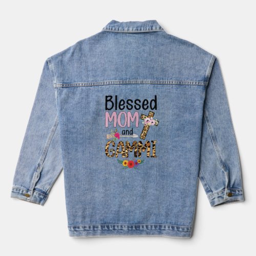 Blessed Gammi Leopard Womens Floral Gammi Mothers  Denim Jacket