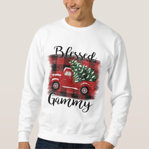 Blessed Gammy Red Truck Vintage Christmas Tree Sweatshirt