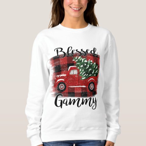 Blessed Gammy Red Truck Vintage Christmas Tree Sweatshirt