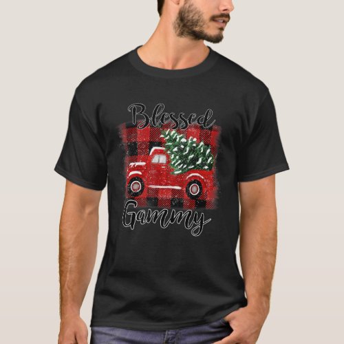 Blessed Gammy Red Truck Vintage Christmas Tree T_Shirt