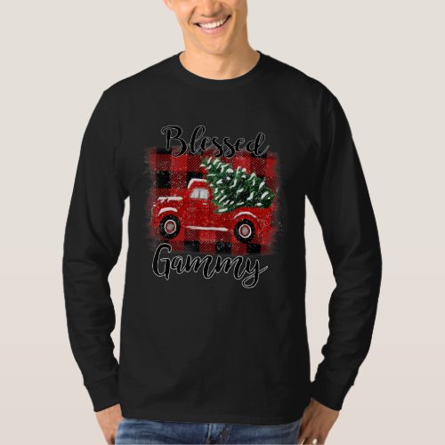 Blessed Gammy Red Truck Vintage Christmas Tree T_Shirt