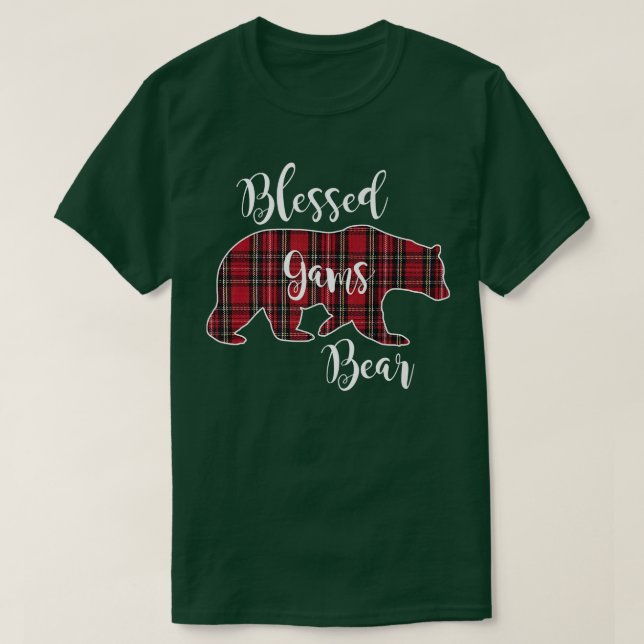 Blessed Gams Bear Red Tartan Plaid Grandma Gift Pr T-Shirt (Design Front)