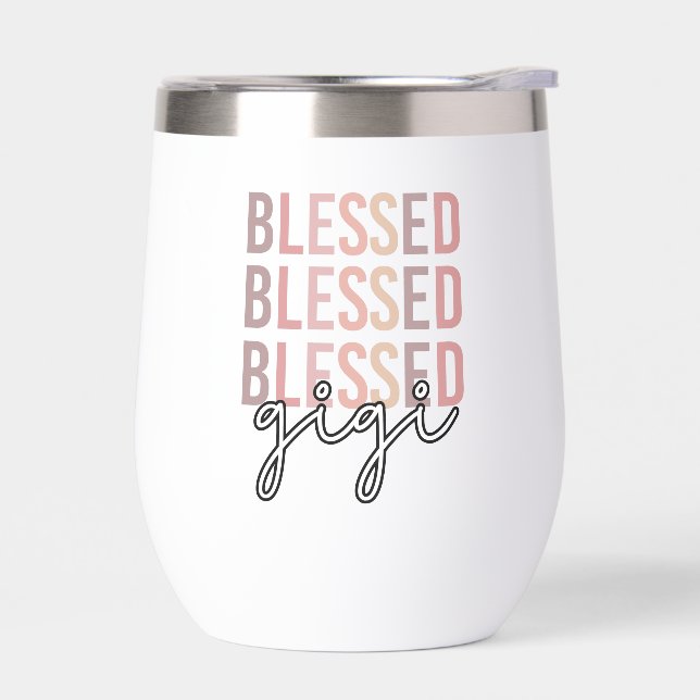 Blessed Gigi | Gifts for Gigi Grandma Thermal Wine Tumbler (Left)