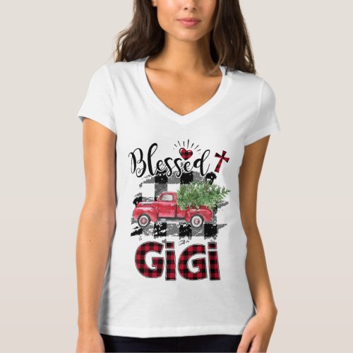 Blessed Gigi Red_plaid Christmas T_Shirt