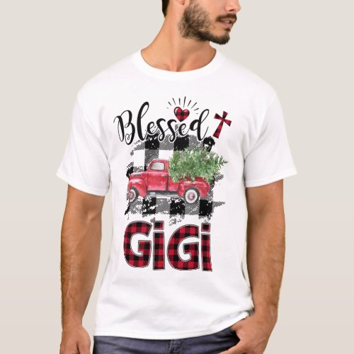 Blessed Gigi Red_plaid Christmas T_Shirt