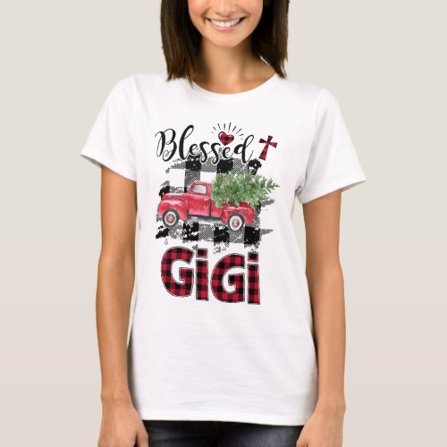 Blessed Gigi Red_plaid Christmas T_Shirt