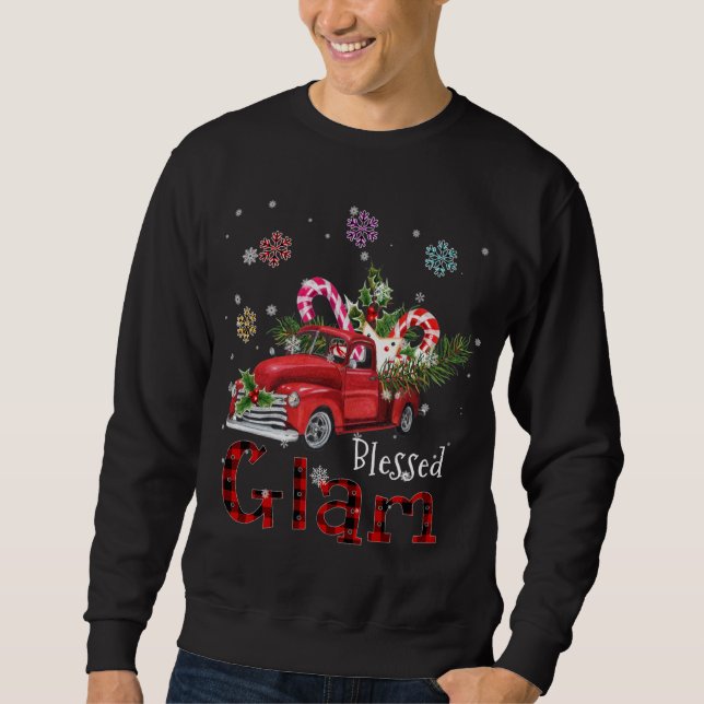 Blessed Glam Christmas Red Truck Gift For Grandma Sweatshirt (Front)