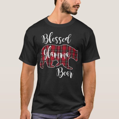 Blessed Glamma Bear Red Tartan Plaid Grandma Gift  T_Shirt