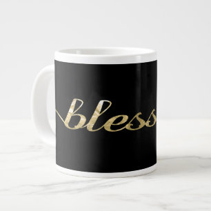 Blessed, Gold Foil-Look Inspirational Grateful Large Coffee Mug