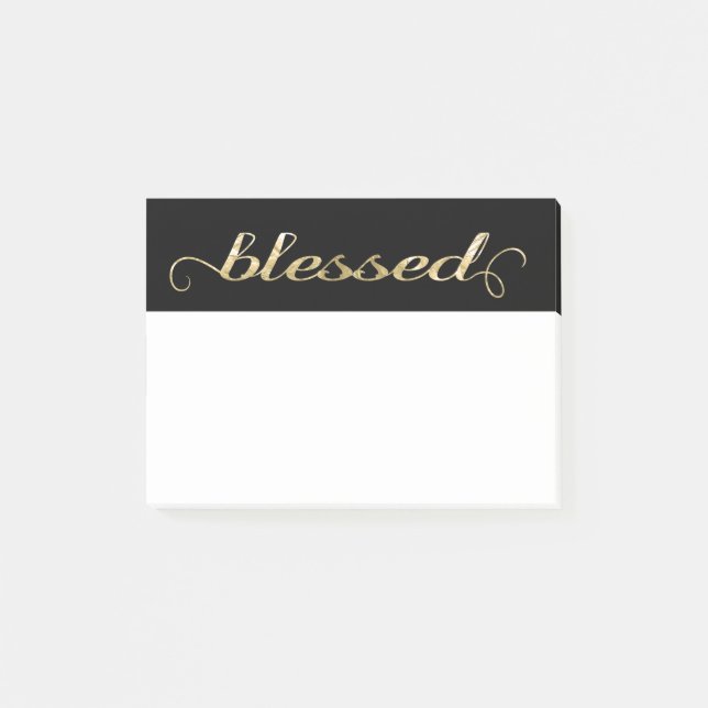 Blessed, Gold Foil-Look Inspirational Grateful Post-it Notes (Front)