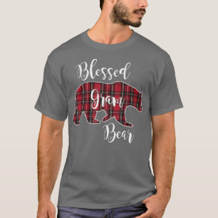Blessed Gram Bear Red Tartan Plaid Grandma Gift  T-Shirt