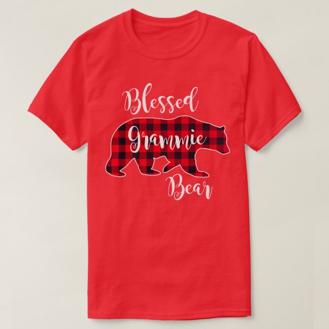 Blessed Grammie Bear Red Buffalo Check Plaid Grand T-Shirt (Design Front)